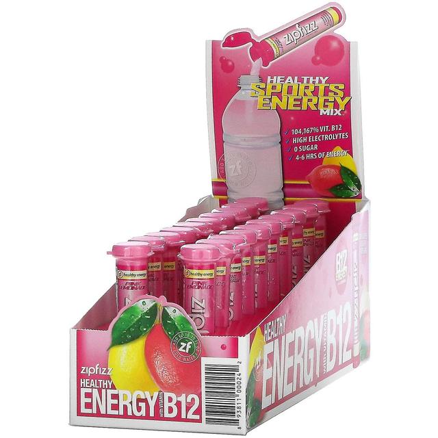 Zipfizz, terveellinen urheiluenergiasekoitus, B12-vitamiini, vaaleanpunainen limonadi, 20 putkea, 0,39 oz (11 g) kukin on Productcaster.