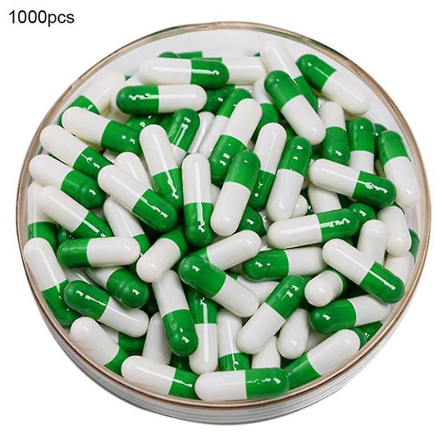 Sunset 1000pcs Transparent Hollow Gelatin Empty Separated Medical Powder Capsule Shells Green on Productcaster.