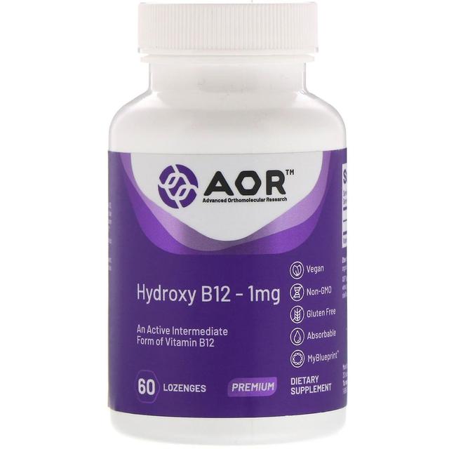 Advanced Orthomolecular Resear Pesquisa Ortomolecular Avançada AOR, Hidroxi B12, 1 mg, 60 pastilhas on Productcaster.