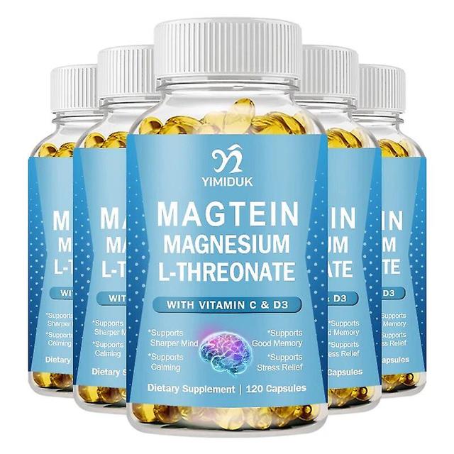 Vorallme Magtein Capsules Highly Absorbable Magnesium L-Threonate to Improve Memory, Cognition, Stress Relief and Sleep Quality 5 Bottles 120 PCS on Productcaster.