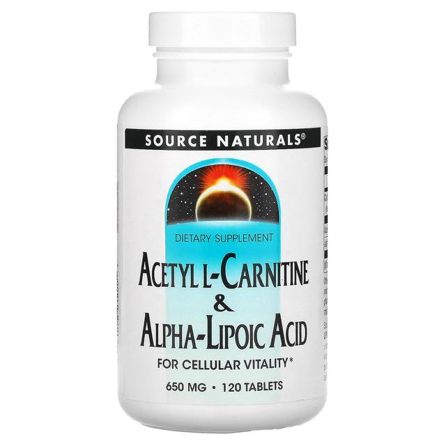 Source Naturals Fonte Naturals, Acetil L-carnitina e ácido alfa-lipóico, 650 mg, 120 comprimidos on Productcaster.