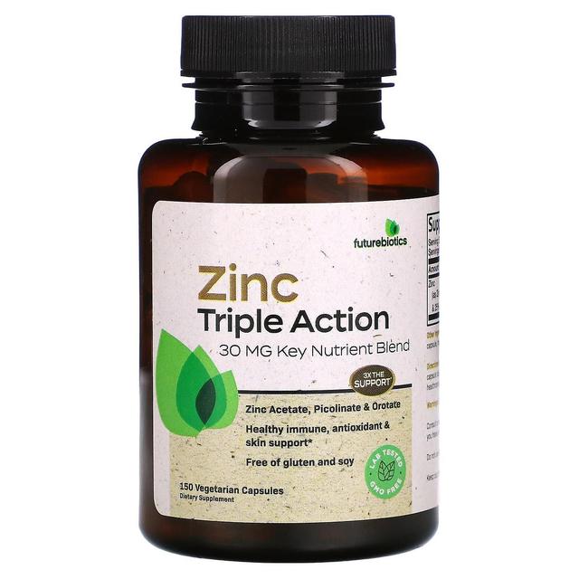 FutureBiotics, Zinco Tripla Azione, 30 mg, 150 Capsule Vegetali on Productcaster.