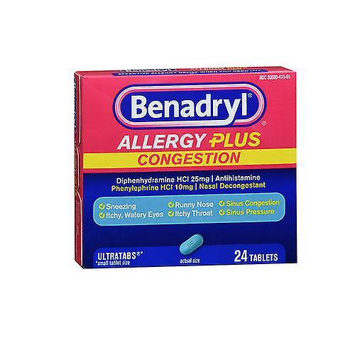 Benadryl Allergy Plus Congestion Tablets, 24 Tabs (Pack of 6) on Productcaster.