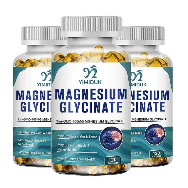 Visgaler Magnesium Glycinate Capsules Stress Relief, Anxiety, Bone, Muscle & Heart Health Sleep Support 3 Bottles 120 pcs on Productcaster.