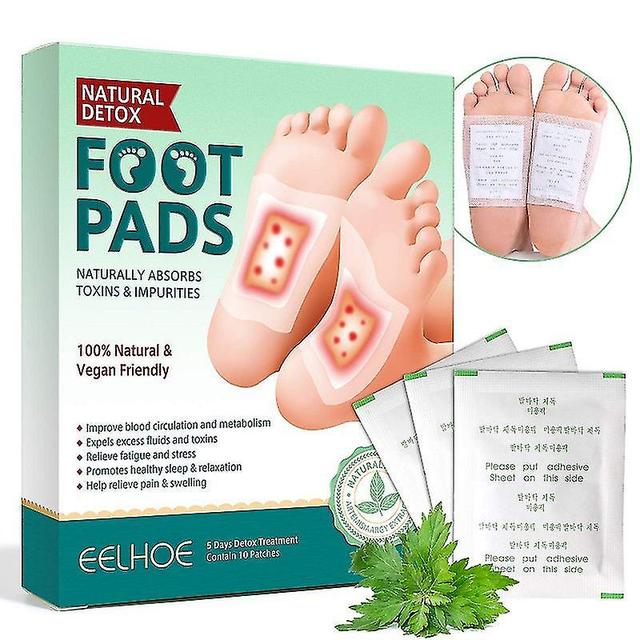 10pcs Wormwood Natural Foot Patch Anti-gonfiore Detox Sollievo Stress Pain Pads Pulizia profonda Foot Pads on Productcaster.