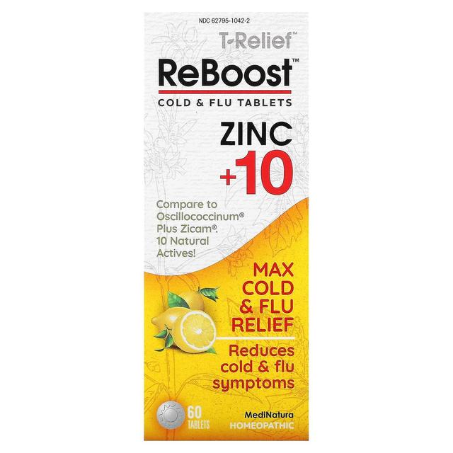 MediNatura, T-Relief, ReBoost, Zinc +10, Cold & Flu Tablets, 60 Tablets on Productcaster.