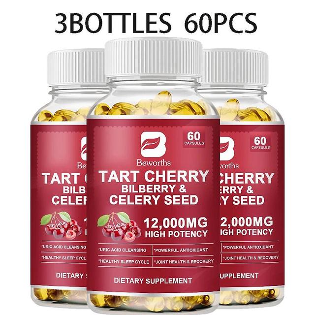 Visgaler 3*60pcs Heart-healthy Tart Cherries Extract Capsules For Joint Health & Enhancement Physical And Mental Health Unisex 3bottles 60 capsules on Productcaster.