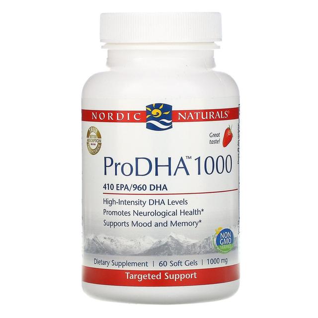 Nordic Naturals, ProDHA 1000, Aardbei, 1.000 mg, 60 Softgels on Productcaster.