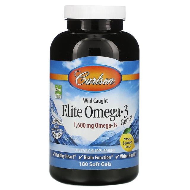 Carlson, Wild Caught, Elite Omega-3 Gems, Sabor Natural de Limão, 800 mg, 180 Géis Moles on Productcaster.