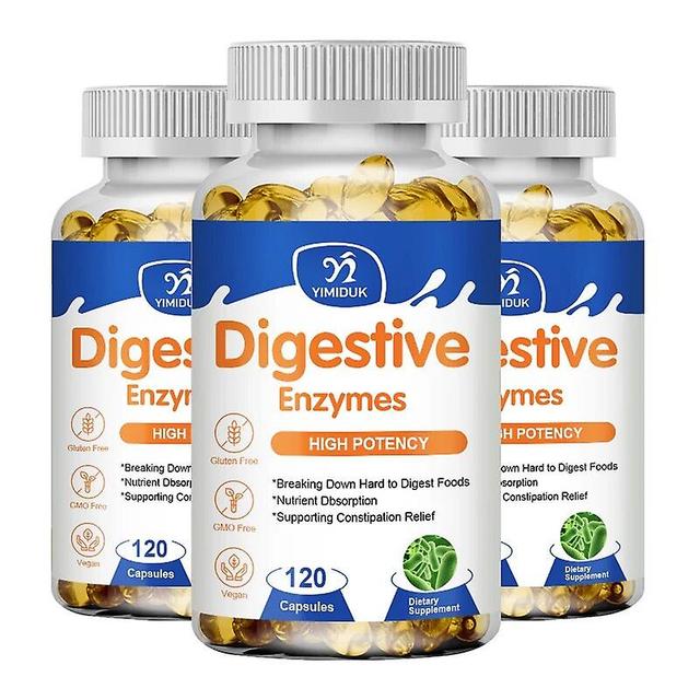 Visgaler Digestive Enzyme Capsules Relieve Indigestion Strengthens Digestive System Promote Intestinal Absorption 3 Bottles 60 pcs on Productcaster.