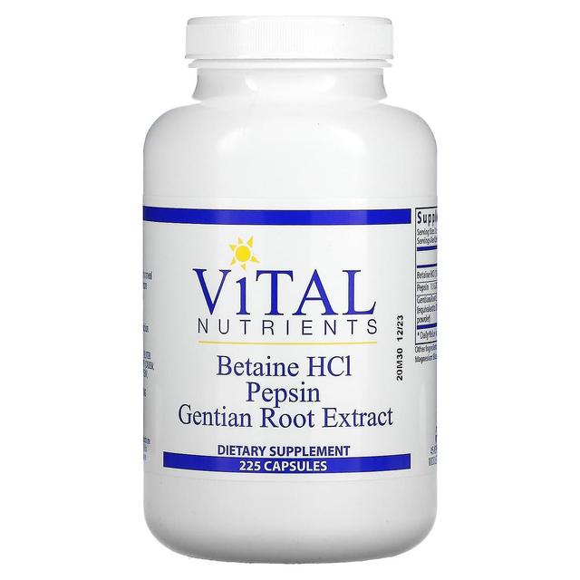 Vital Nutrients Nutrienti vitali, Betaina HCl, Pepsina, Estratto di radice di genziana, 225 Capsule on Productcaster.