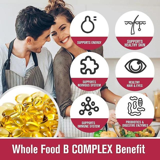 Visgaler Whole Food B-complex Vitamin Capsules (b12, B1, B2, B3, B5, B6, B7, B9, B-12) Reduce Stress, Nervous System Health & Energy 3 Bottles 120... on Productcaster.