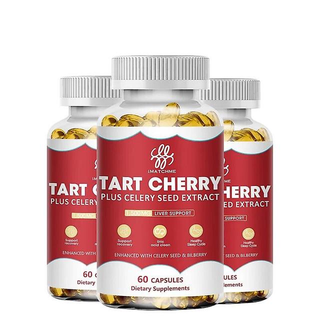 Visgaler Organic Tart Cherry Capsules With Bilberry Fruit & Celery Seed Premium Uric Acid Cleanse For Joint Support & Muscle Recovery 120pcs on Productcaster.