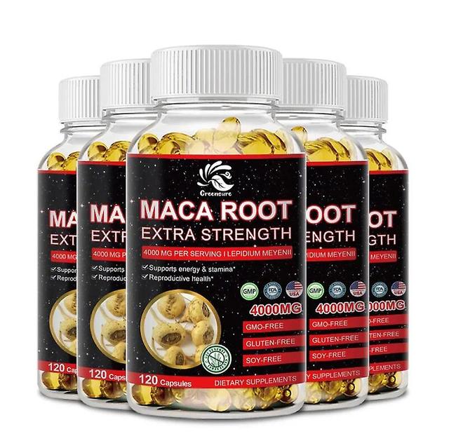 Visgaler 4000mg Maca Root Capsule - Peruvian Maca Root 100% Pure Non-GMO Power Natural Energy and Stamina - 60/120 Capsules 5 Bottle 120 pills on Productcaster.