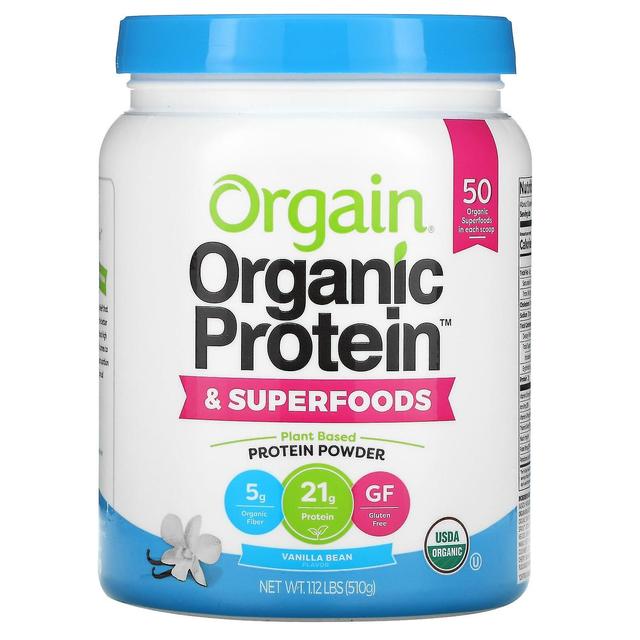 Orgain, Organic Protein & Superfoods Powder, Plant Based, Vanilla Bean, 1.12 lb (510 g) on Productcaster.