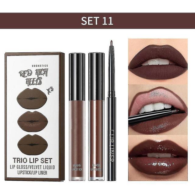 Szmtcv Lip Glaze Lip Liner Set Antihaft-Becher Kein Ausbleichen Lipgloss Pflegend Feuchtigkeitsspendendes Lippen-Make-up 11 on Productcaster.