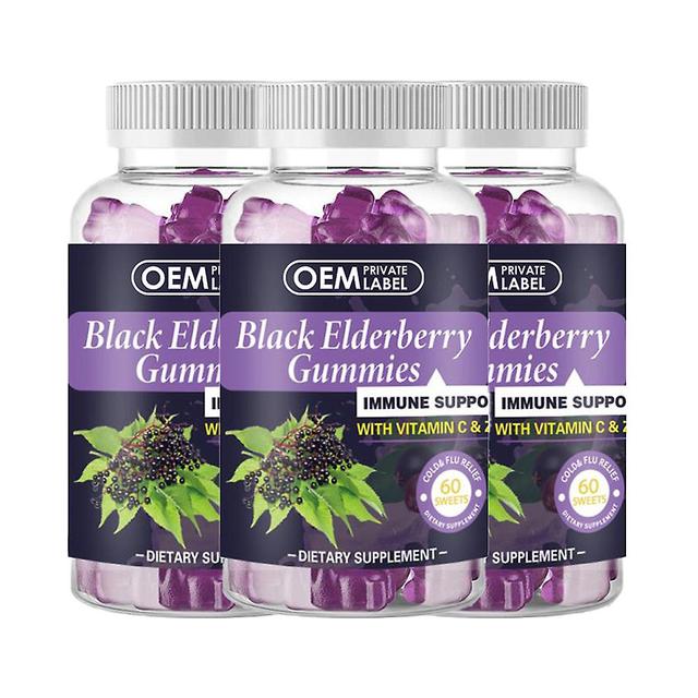 Black Elderberry Healthy Gummies Boost Immunity With Vitamin C And Zinc Supplements 60 Gummies (3 Pack) on Productcaster.