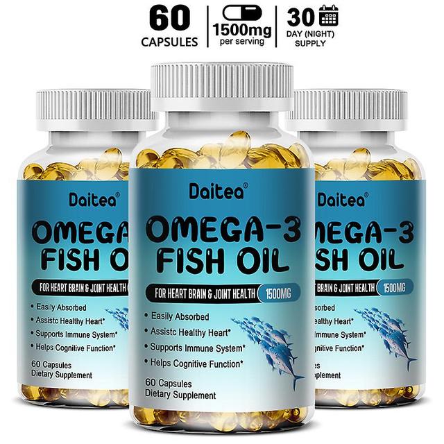 Vorallme Daitea Omega3 Deep Sea Fish Oil Supplement - Helps Promote Brain Development And Supports Skin, Eye, Heart Health. 60 count-3 bottle on Productcaster.