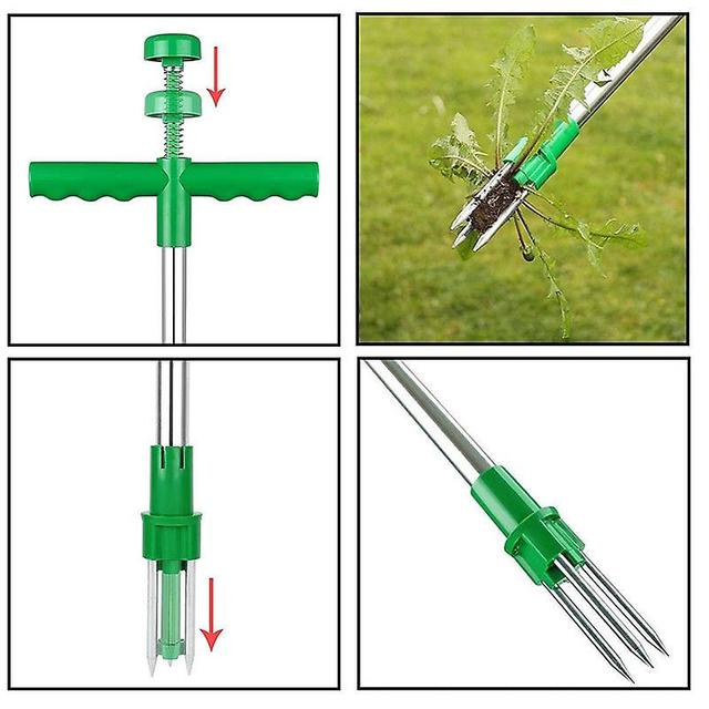 Manual Weeder, Dandelion Puller, Claws and Ejector, Removes Weeds Without Bending, 100cm, Green on Productcaster.