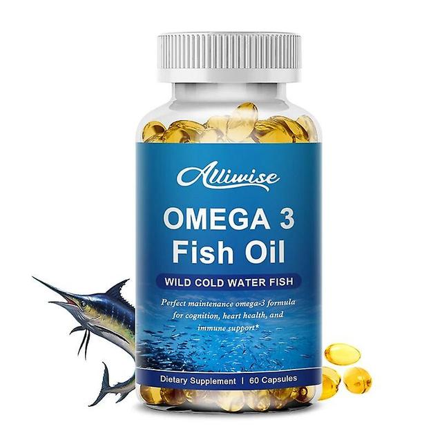 Omega 3 Fish Oil Capsules Supplement For Anti-aging Skin Eyes Heart Brain Health Support Immune System Rich In DHA EPATIB TIB . 60pcs on Productcaster.