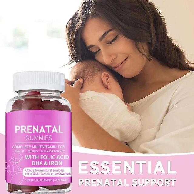 60 Ct Of Prenatal Gummies With Folic Acid, Dha, Iron And Multivitamins To Nourish Your Baby 3PCS on Productcaster.