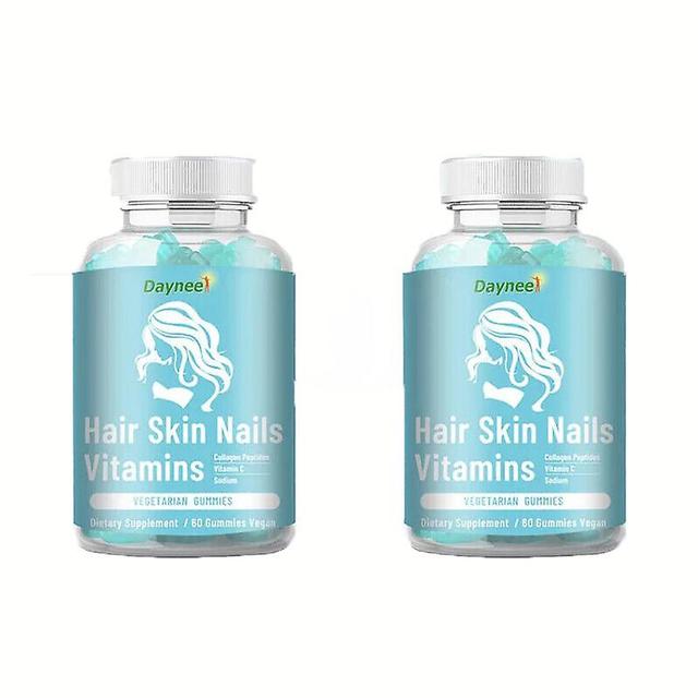 DWSM 2 Bottle Hair Skin Nails Vitamins Gummies Vegetarian Gummies Power Antioxident 2Pcs on Productcaster.