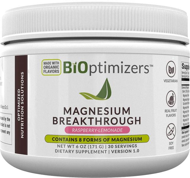 BiOptimizers Magnesium Breakthrough Drink Limonada de Frambuesa 6 oz 30 Serv on Productcaster.