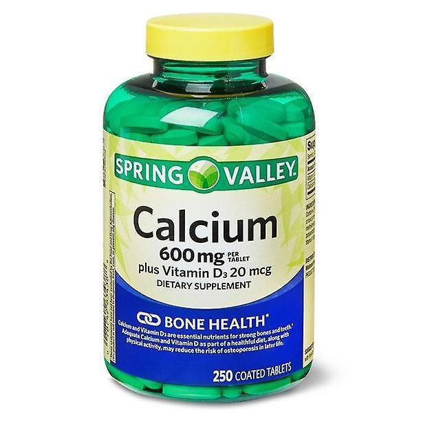 Spring valley calcium 600 mg plus vitamin d3 20 mcg coated tablets, 250 count on Productcaster.