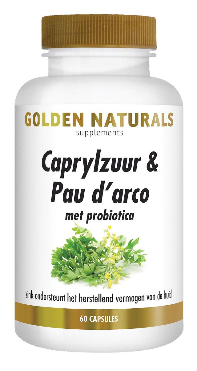 Golden Naturals Caprylic syre & Pau d'arco med probiotika (60 vegetariske kapsler) on Productcaster.