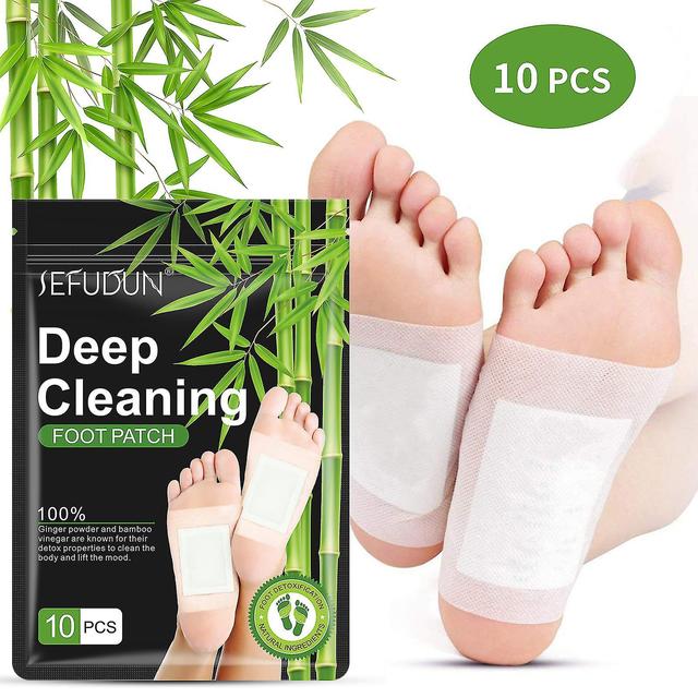 10pcs Deep Cleansing Foot Pads, For Relieve Stress, Improve Sleep And Relaxation, Natural Bamboo Vinegar Premium Ingredients Combination For Foot And on Productcaster.