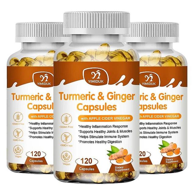 Visgaler Turmeric Curcumin Ginger Capsules Promote Healthy Digestion Of Intestines Anti-inflammation And Joint Pain Relief 3 Bottles 60PCS on Productcaster.