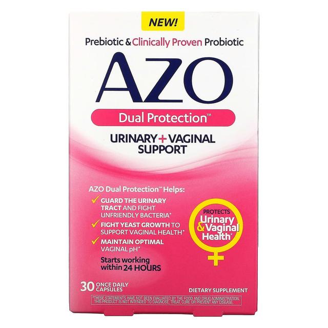 Azo, Dual Protection, Urinary + Vaginal Support, 30 Once Daily Capsules on Productcaster.