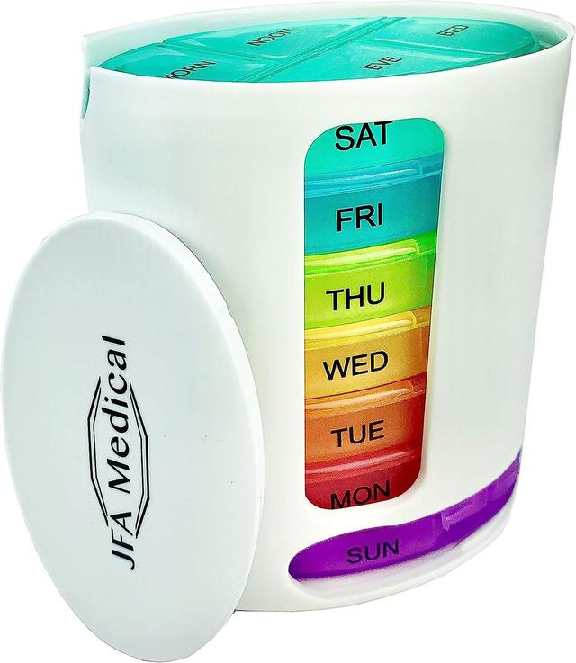 unbrand Weekly Oval Pill Box Organiser/Reminder for Medicines Supplements, Vitamins, 7days, 4 compartments per Day – Morning, Noon, Evening and Bed on Productcaster.