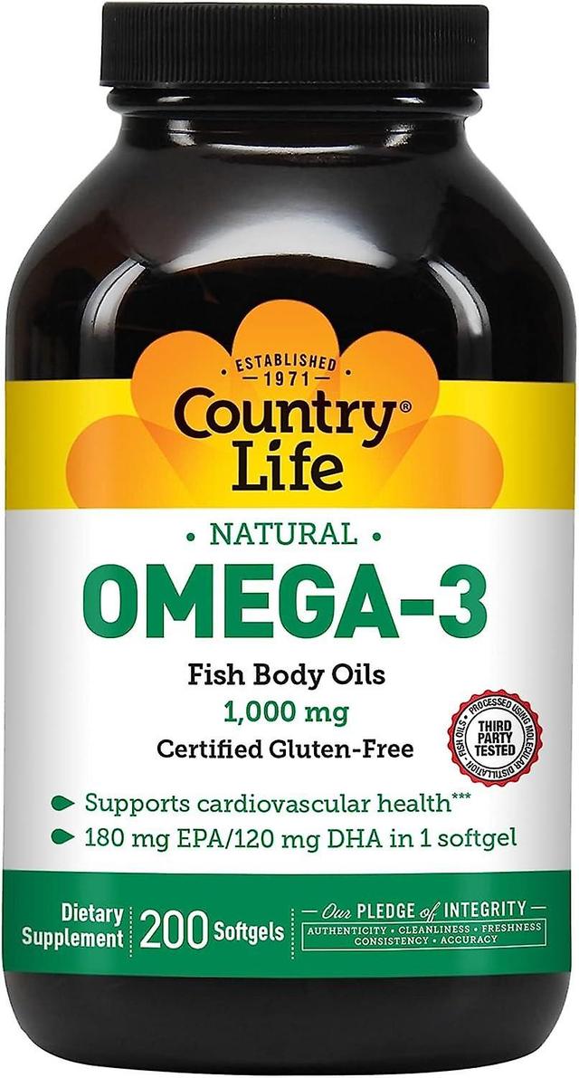 Country Life Omega-3 Fiskolja 1000mg 200 Softgel on Productcaster.