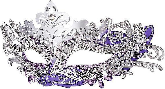 1 Pcs Masque Vnitien(Violet Et Argent), Pour Bal Masqu Et Costume, Pour Femme Et Homme on Productcaster.