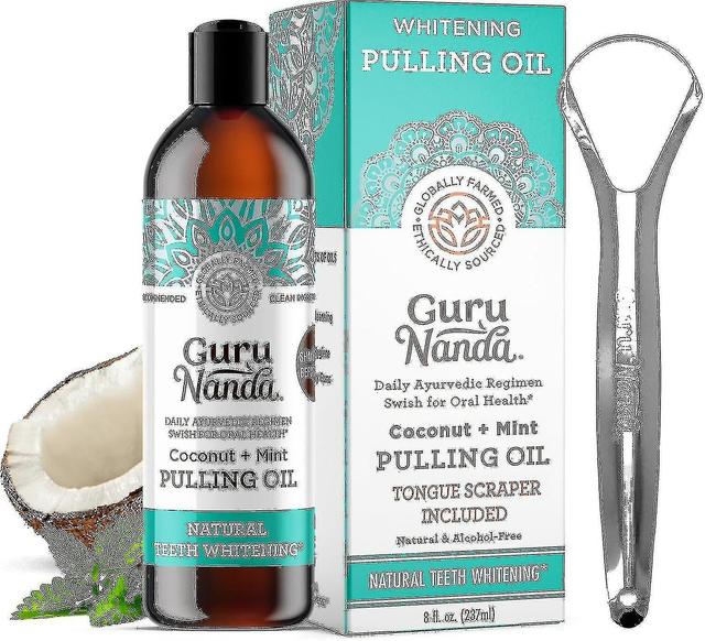 Gurunanda Oil Pulling (8 Fl.oz) With Coconut Peppermint Oil With Tongue Scraper Inside The Jp on Productcaster.