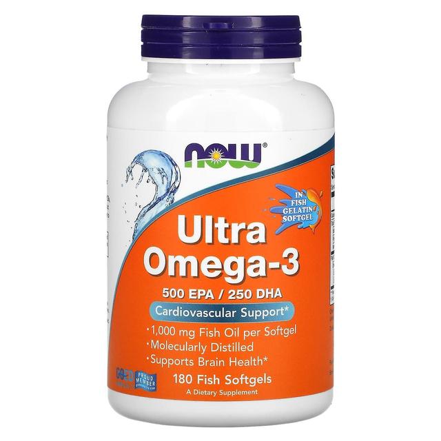 NOW Foods, Ultra Omega-3, 500 EPA / 250 DHA, 180 Fish Softgels on Productcaster.