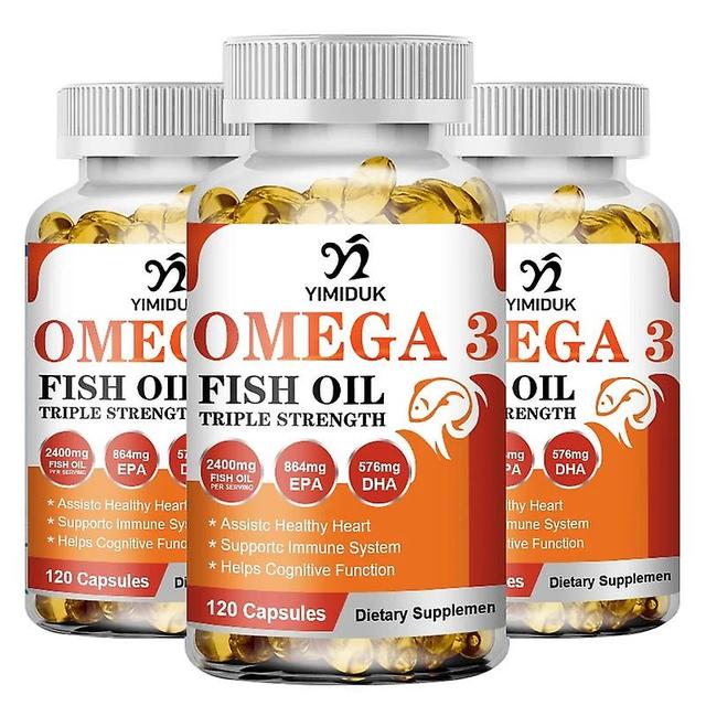 Eccpp Omega-3 Fish Oil Capsules Rich In Dha And Epa For Brain Joints Eyes Heart Health Supplement 3 Bottles 120pcs on Productcaster.