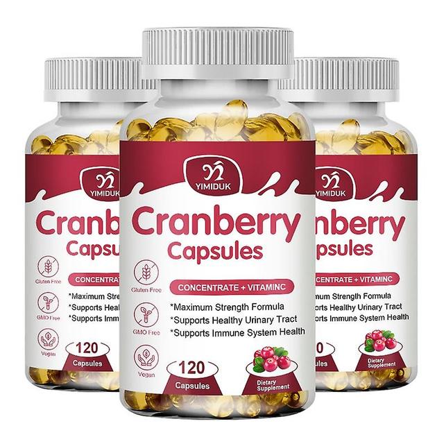 Eccpp Cranberry Extract Capsules With Vitamin C Potent Antioxidant Urinary Tract Health Detox & Rejuvenate 3 Bottles 120 pcs on Productcaster.