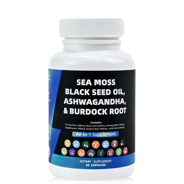 Haobuy Sea Moss 3000mg Black Seed Oil 2000mg Ashwagandha 1000mg Turmeric 1000mg Bladderwrack 1000mg Burdock 1000mg & Vitamin C & D3, All in 1 Suppl... on Productcaster.