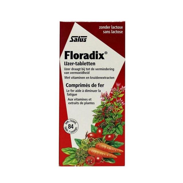 Floradix iron tablets for fatigue food supplement with iron 84 tablets on Productcaster.