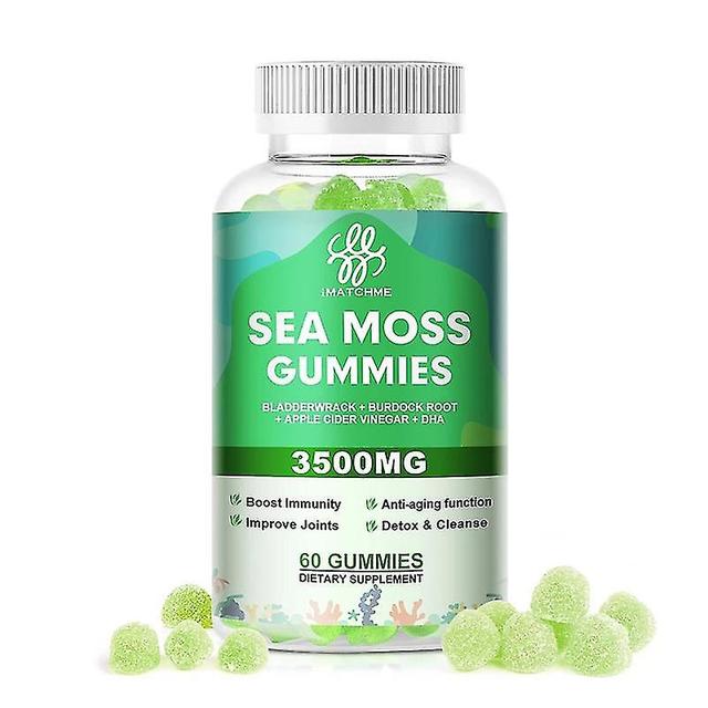 60pcs Organic Irish Sea Moss Gummies Apple Cider Vinegar Gummies Detox Slimming Chlorella Skinny Belly Immunity Support on Productcaster.