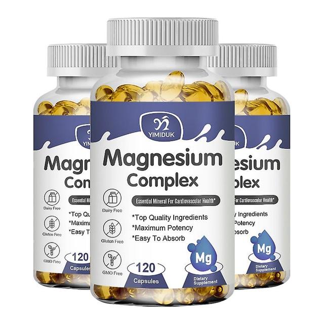 Eccpp Magnesium Complex Capsules, Relieve Nerve Stress And Muscle Contraction, Support Bone Health And Boost Immune Function 3 Bottles 120 PCS on Productcaster.