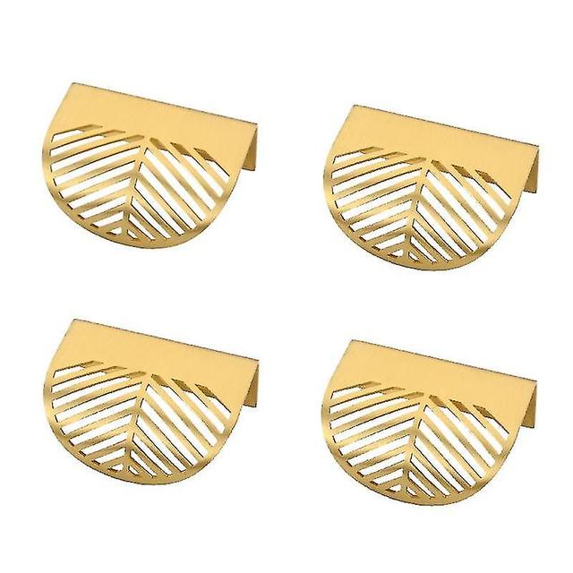 Lot de 4 poignes de meubles en forme de feuille en laiton dor - couleur or pour meubles de cuisine en laiton on Productcaster.