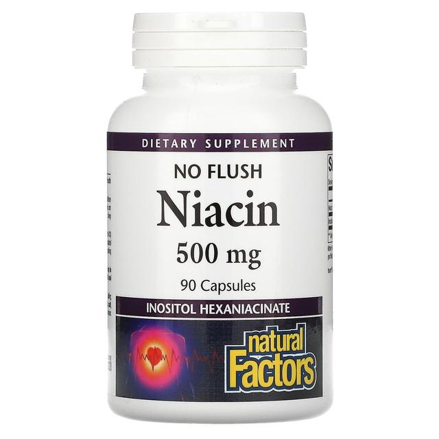 Natural Factors Naturliga faktorer, No Flush Niacin, 500 mg, 90 kapslar on Productcaster.