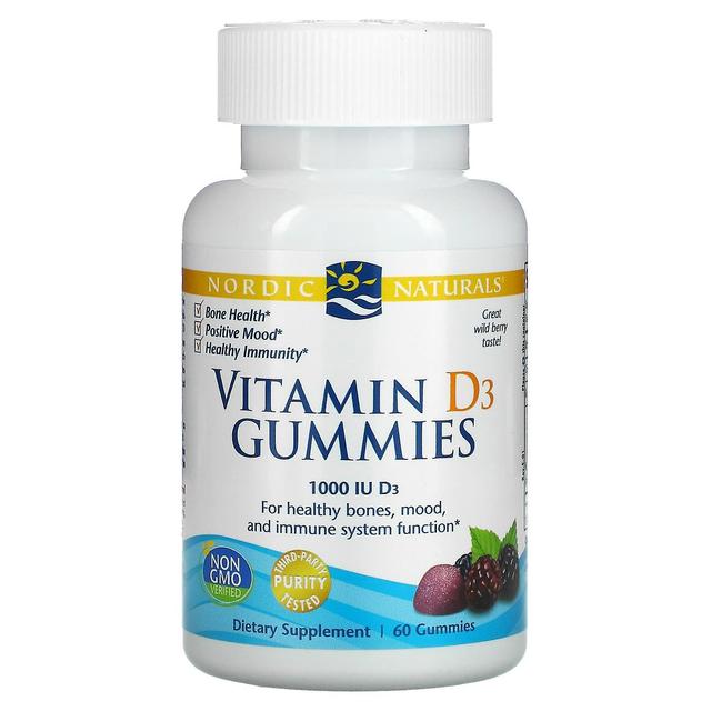 Nordic Naturals, Vitamin D3 Gummies, Wild Berry, 1,000 IU, 60 Gummies on Productcaster.