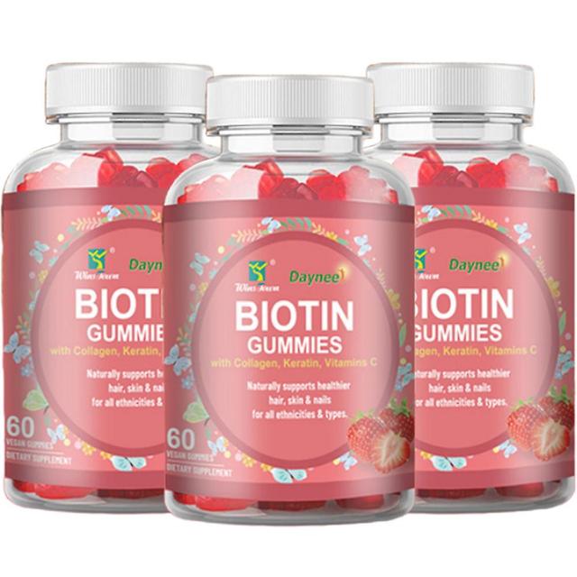 60 Biotin Gummies - Skönhet Gummy Corner - Kollagen Kosttillskott Vitaminer Och Stimulerar Ämnesomsättningen 3PCS on Productcaster.