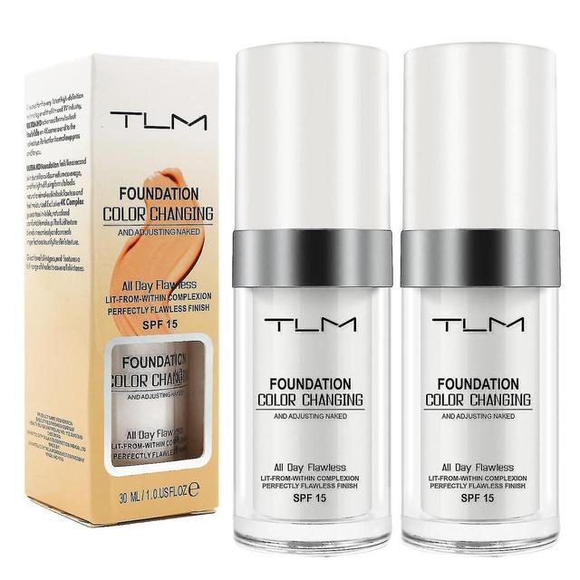 2 Pack Tlm Kleur Veranderende Foundation Voor Ouder Wordende Huid, vloeibare Make-up Basis Naakt Gezicht Cover Concealer Cre on Productcaster.