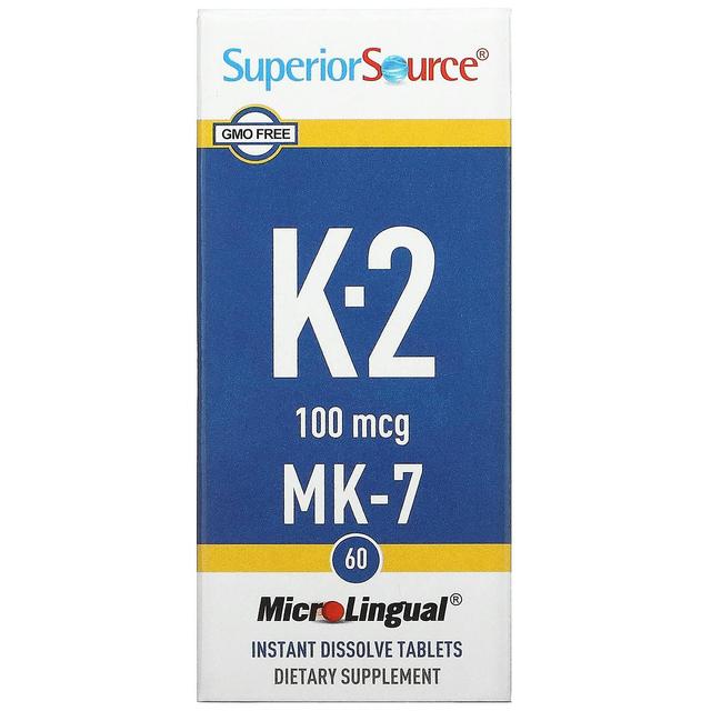 Superior Source Fonte Superior, Vitamina K-2, 100 mcg, 60 comprimidos microlinguais de dissolução instantânea on Productcaster.