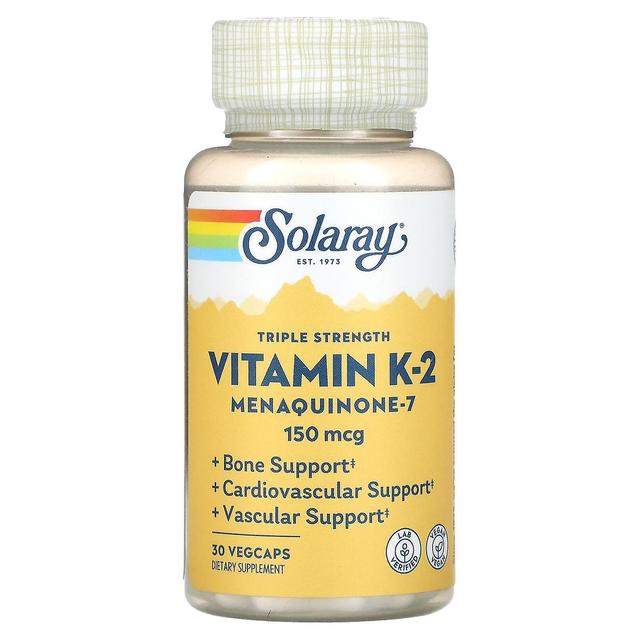 Solaray, Triple Strength Vitamin K-2 Menaquinone-7, 150 mcg, 30 VegCaps on Productcaster.